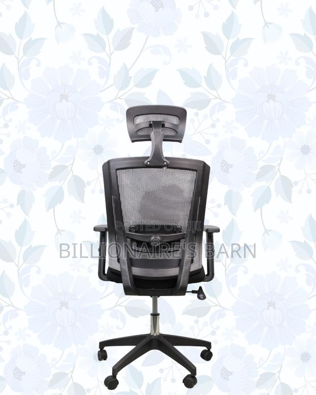 Black Mesh Office Chair Ergonomic Headrest Nylon Base Support Solution - thumbnail 4