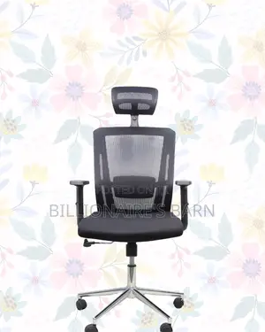 Black Mesh Office Chair Ergonomic Headrest With Chrome Base Solution