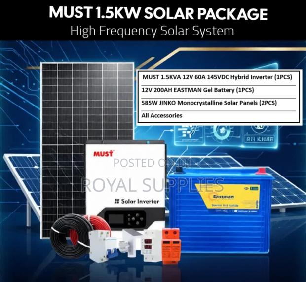 Must 1.5kva Solar System Package With 200ah Lithium Battery