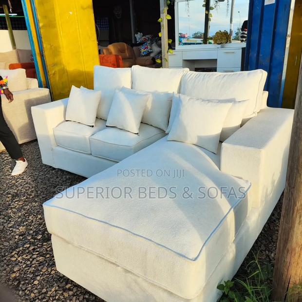 Luxury White Corner Seat( 5 Seater L-Shaped)