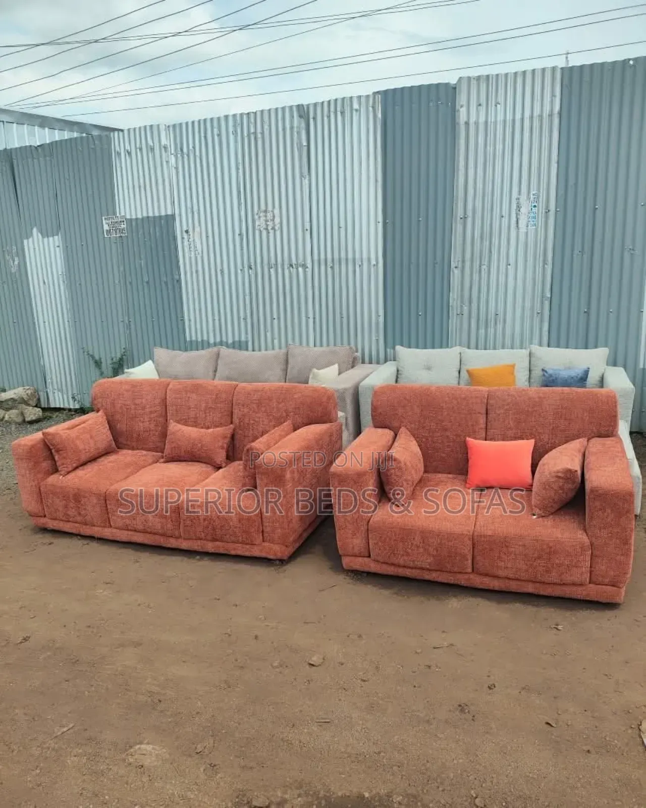 Modern Orange Sofa (3 Seater + 2 Seater)