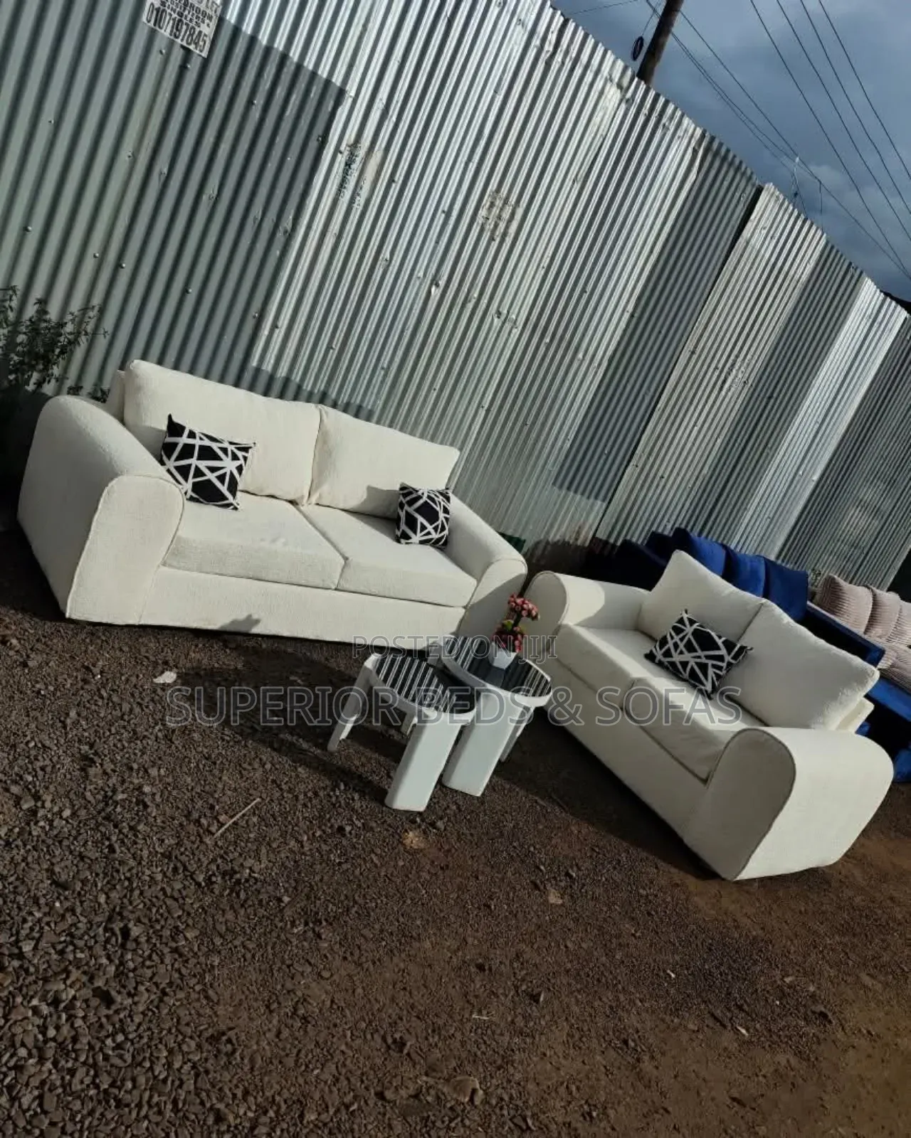 Cream Sofa Set ( 3 Seater + 2 Seater)