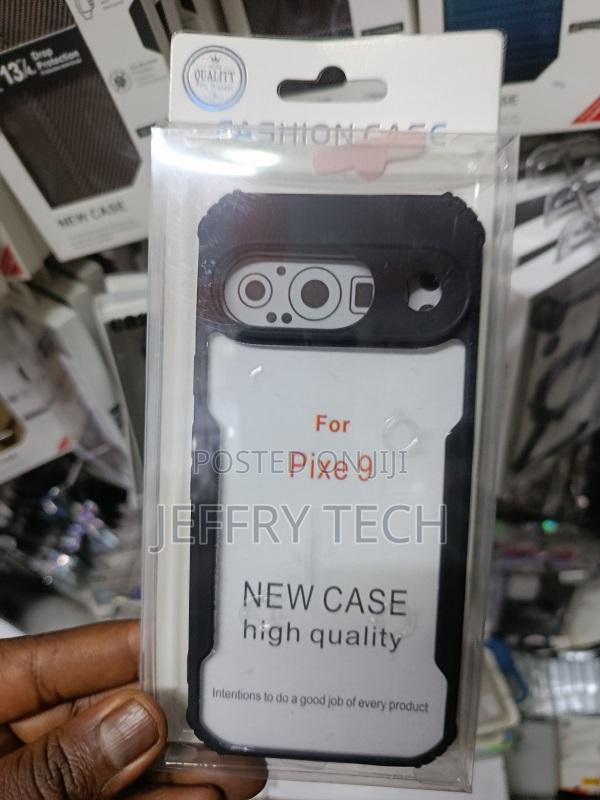 Basics Transparent Hard Back Case Cover for Google Pixel 9 (Black)