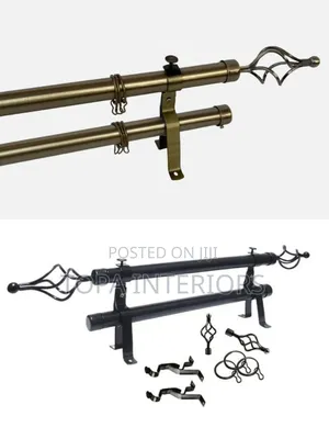 Door Curtain Rods 2m Double Adjustable Drapery Rods Set