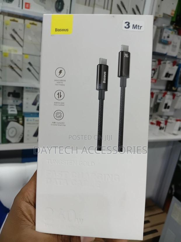 Baseus Tungsten Gold Fast Charging Data Cable (240w, 3m). - thumbnail 4