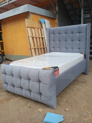 Gray Bed With Mattress