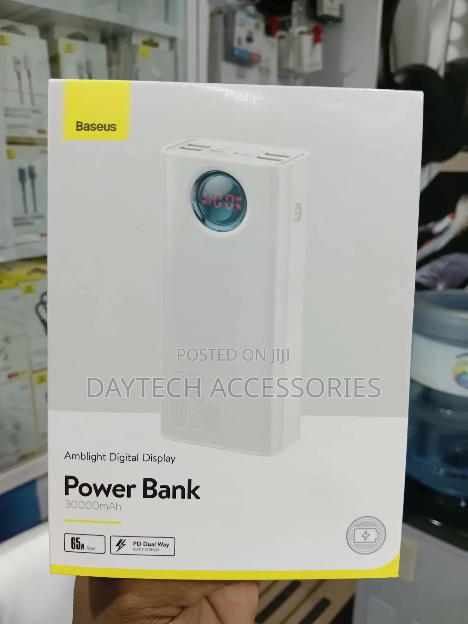 The Baseus Amblight Digital Display Power Bank 30000mah - White