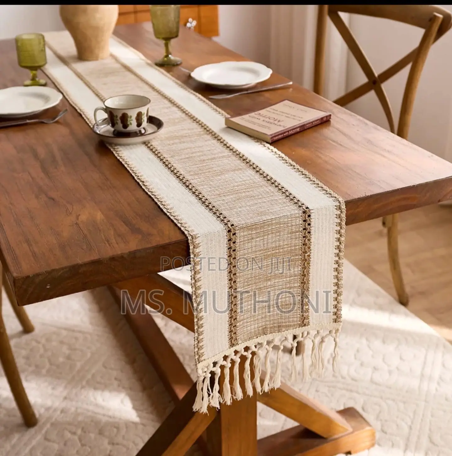 Neutral Minimalist Style Cotton Decoration Table Runner