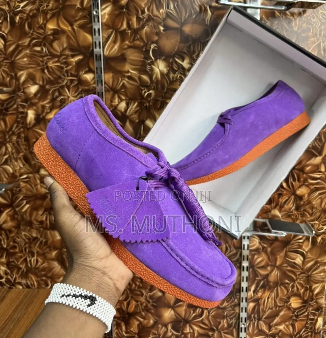 Purple Suede and Orange Crepe Sole Color Clarks Size 39-45