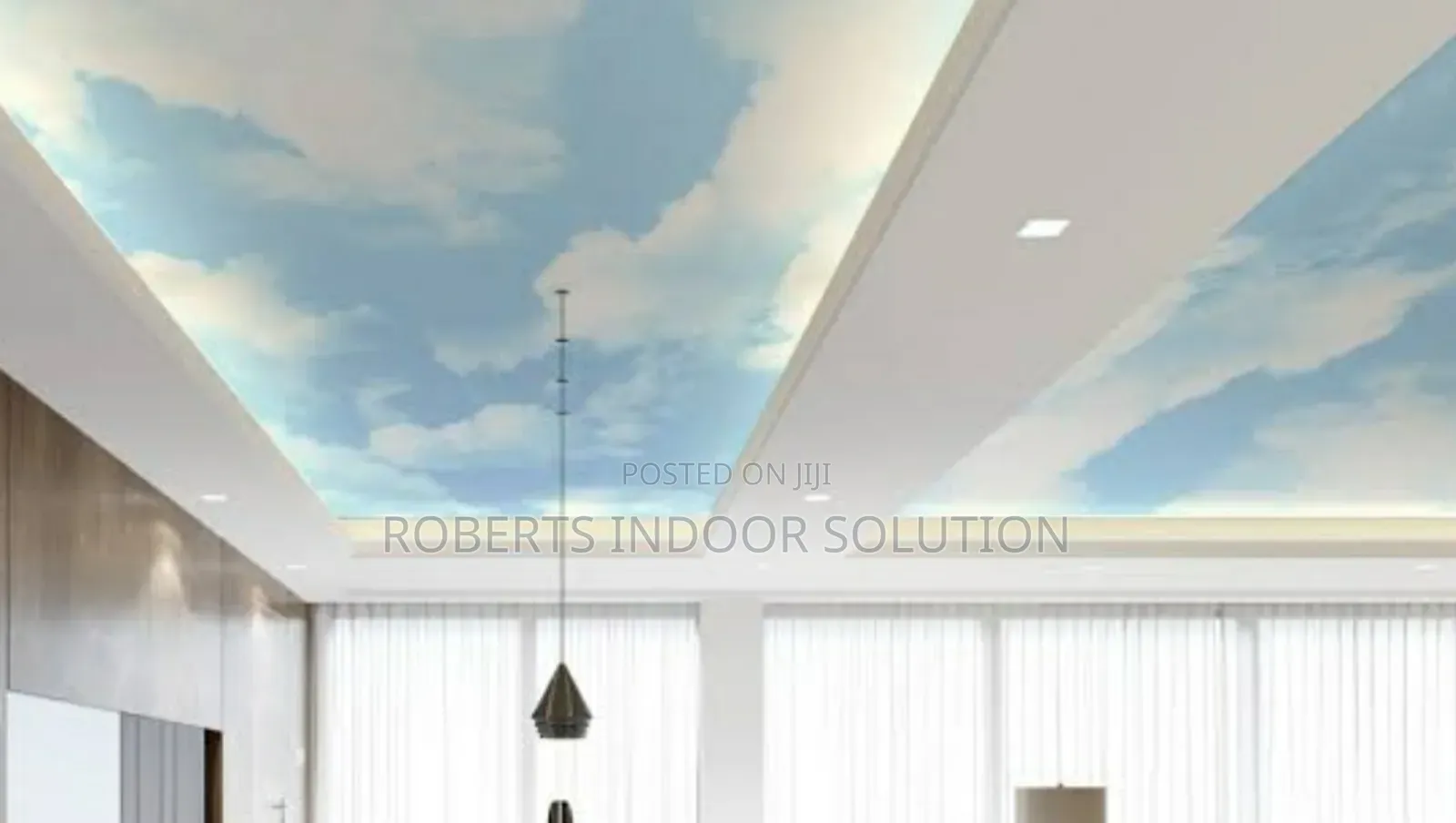 Blue Cloudy Sky Ceiling Wallpaper