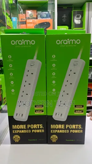Oraimo Ows-U351 Power Strip Extension 2m – 4 Ac Outlets + 3 Usb Ports