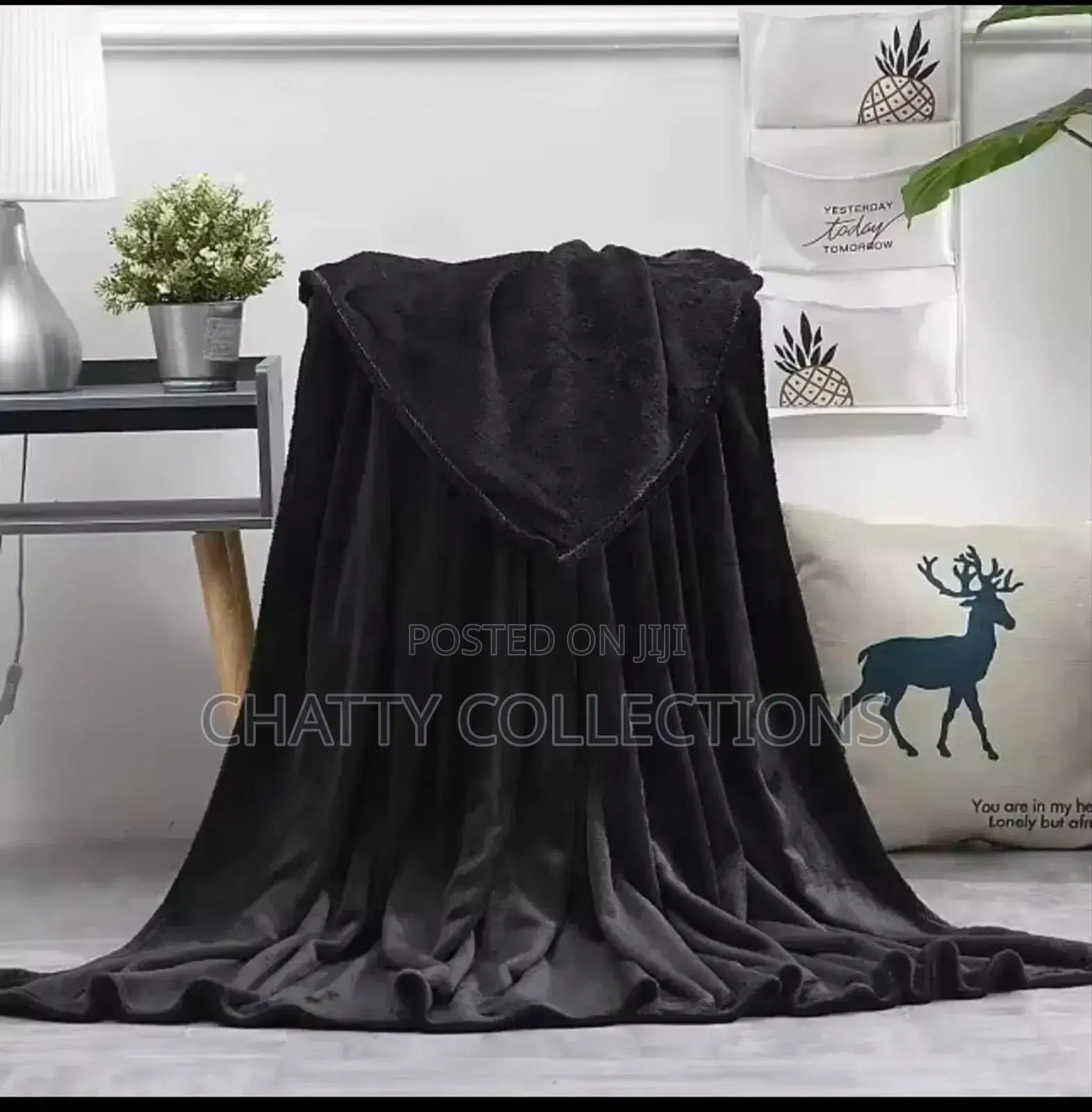 Black 6 by 6 Plain Fleece Blanket Throw Blankets