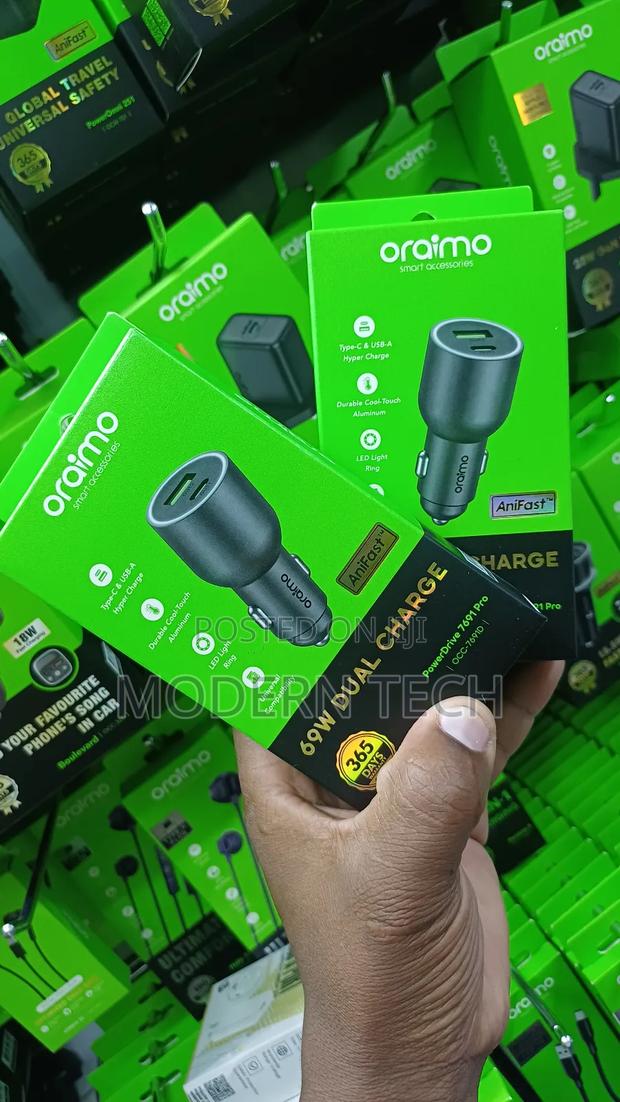 Oraimo 69w Dual Fast Car Charger (Usb‐C + Usb‐A) - thumbnail 2
