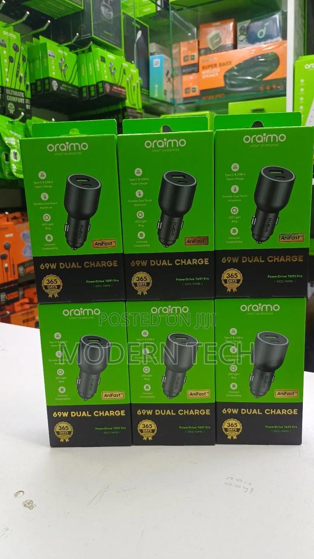 Oraimo Super Fast 69w Car Charger With Usb‐C Usb‐A