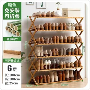*6-Tier Folable Bamboo Shoe Rack Stand