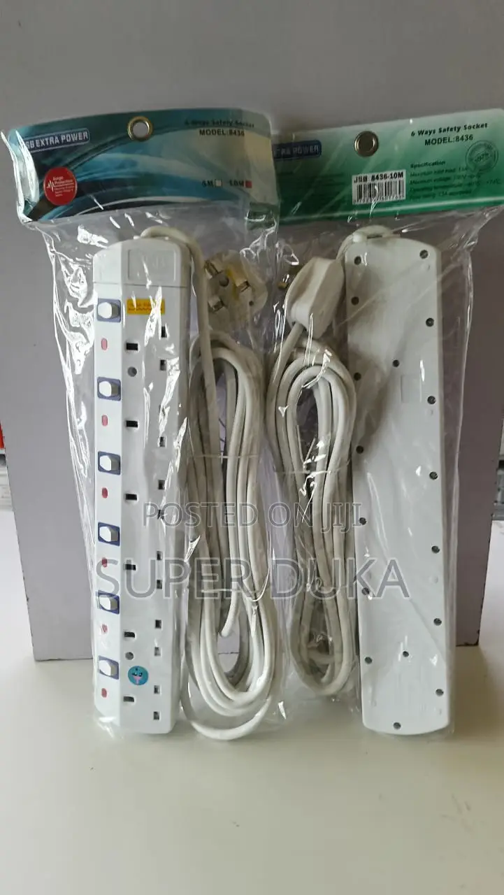 JSB 6-Way Extension Socket - 10m Heavy Duty Surge Protector (8436)