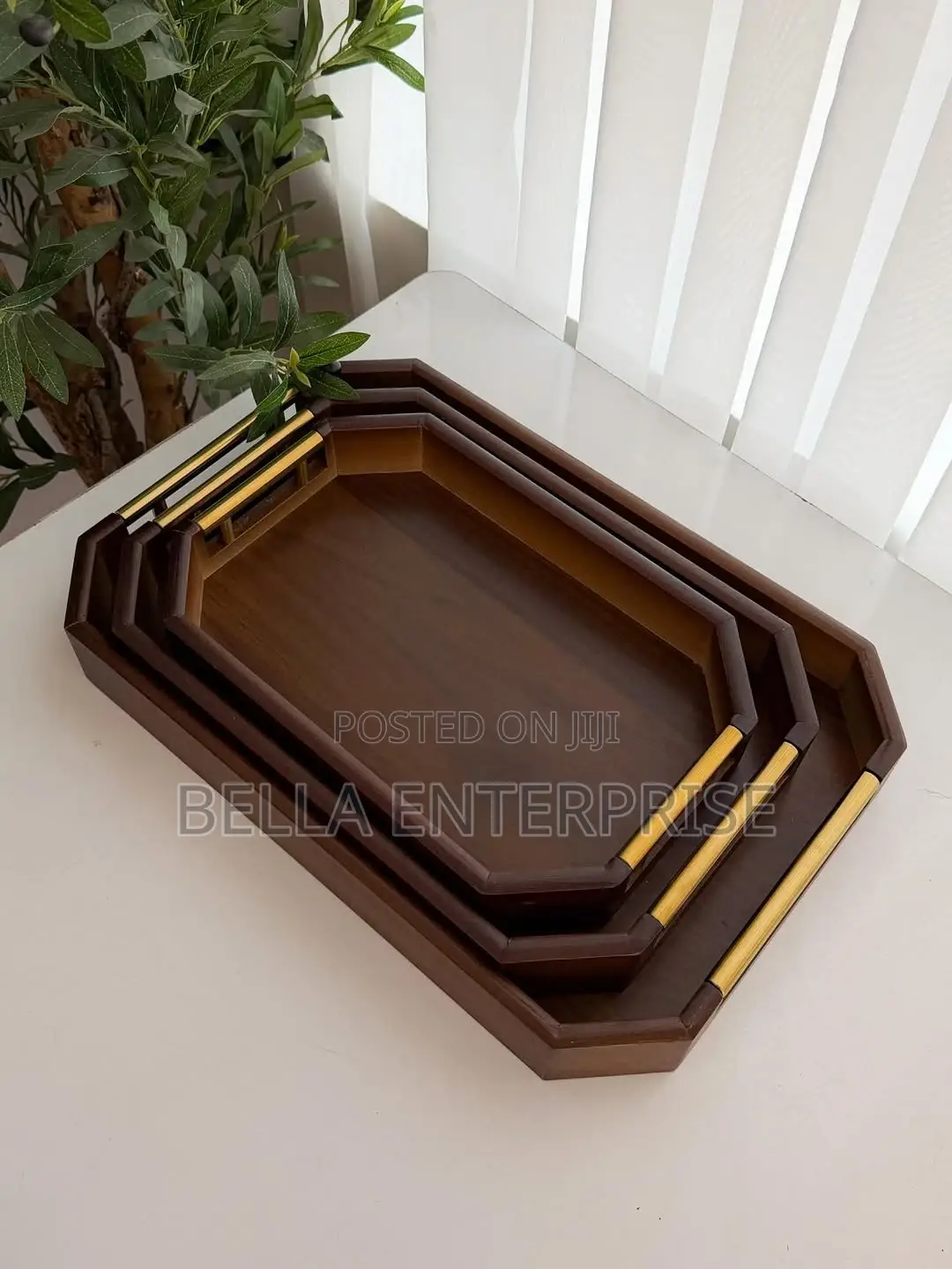 Available Modern Rectangular Bamboo Decorative Serving Tray