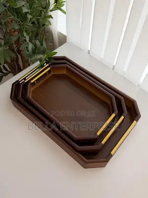 Available Modern Rectangular Bamboo Decorative Serving Tray