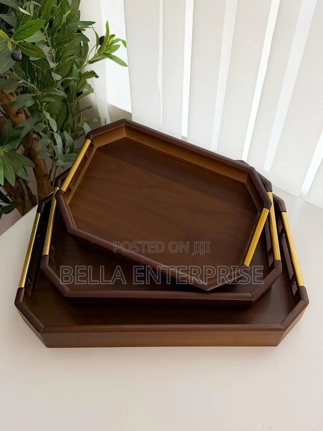 Available Modern Rectangular Bamboo Decorative Serving Tray