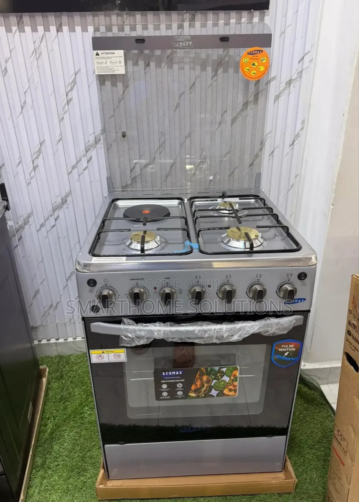 Ecomax Lx880 60*60cm 3g +1e Standing Cooker With Electric Oven Silver