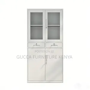2-Door Half Glass Display Filling Steel Cabinet