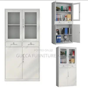 2-Door Half Glass Display Filling Steel Cabinet