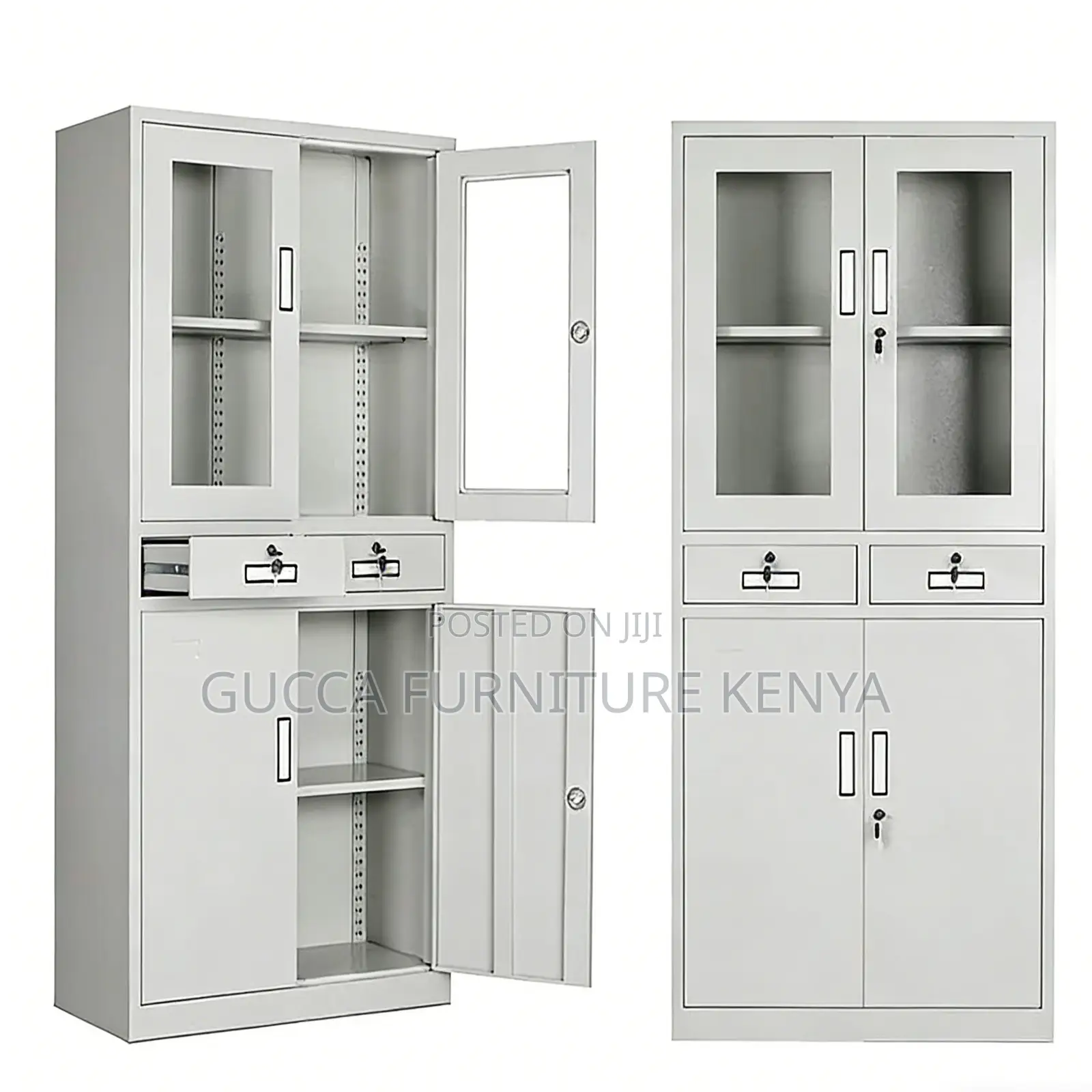 2-Door Half Glass Display Filling Steel Cabinet