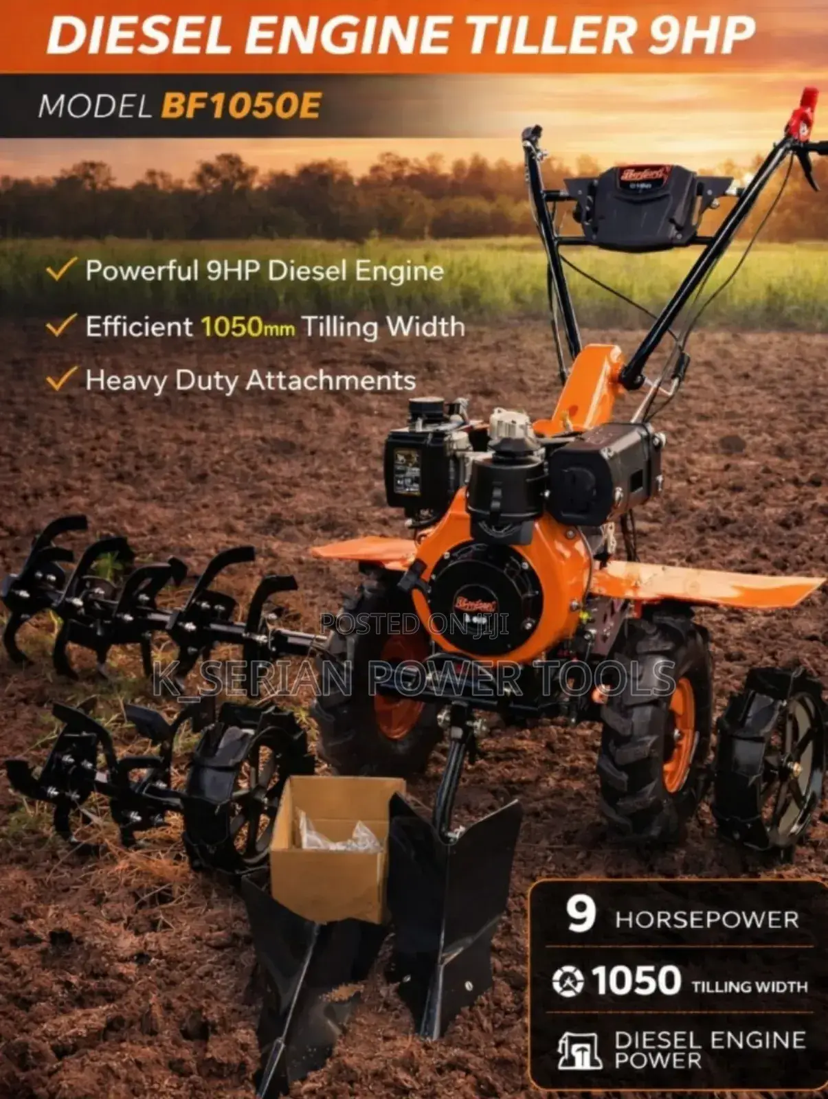Benford Diesel Tiller 9hp/Heavy Duty Diesel Tiller