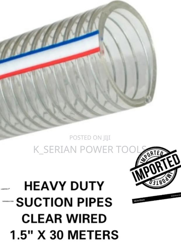 Heavy Duty Sunction Pipe Clear Wired 1.5"×30 Metres/Clear Wired Pipe
