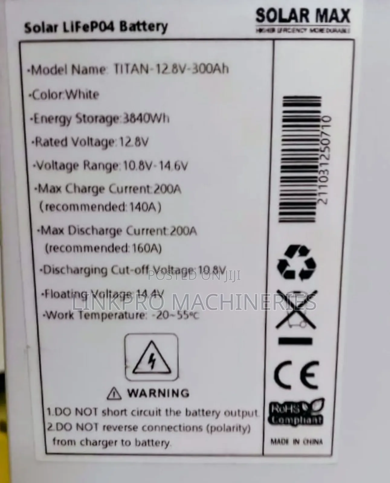 Solarmax 300 Ah Lithium Battery 12 Volts