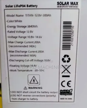 Solarmax 300 Ah Lithium Battery 12 Volts