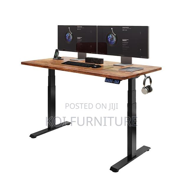 Office Table; Adjustable Home Office Computer Brown Construct Desk - thumbnail 3