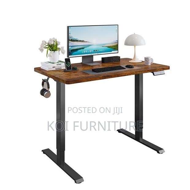 Office Table; Adjustable Home Office Computer Brown Construct Desk - thumbnail 4