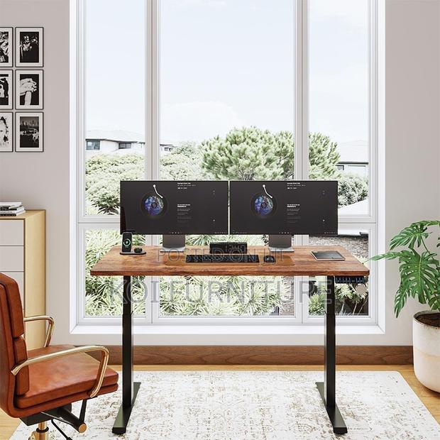 Office Table; Adjustable Home Office Computer Brown Construct Desk - thumbnail 5