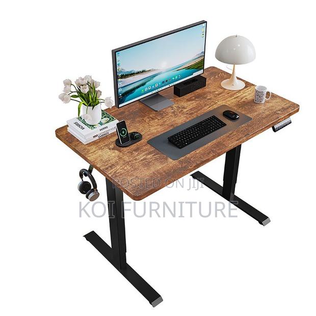 Office Table; Adjustable Home Office Computer Brown Construct Desk - thumbnail 6