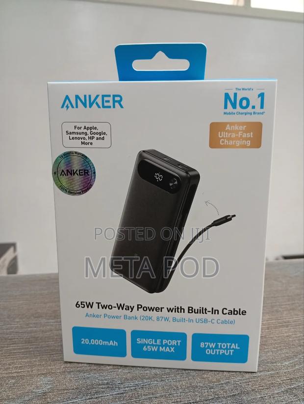 Anker Power Bank 20000mah 87w With Built in Usb -C Cable