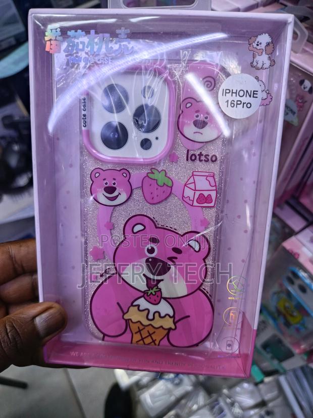 Glittery Pink Lotso Disney Strawberry Bear iPhone 16 Pro Magsafe Case