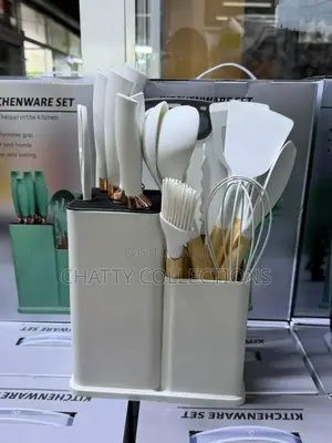 Cream White 19 Piece Silicone Spoons and Knife Set