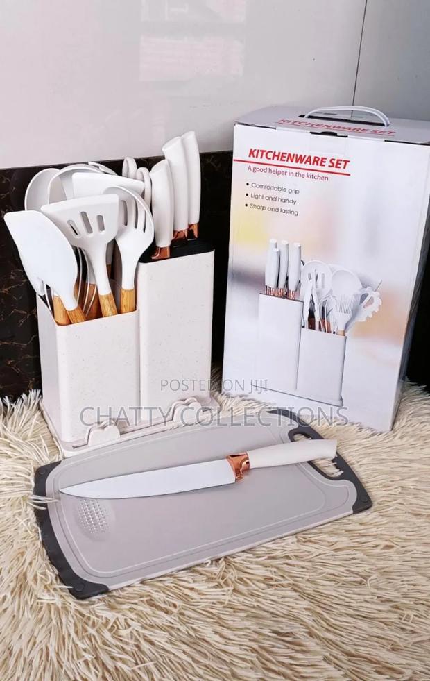 Cream White 19 Piece Silicone Spoons and Knife Set - thumbnail 2