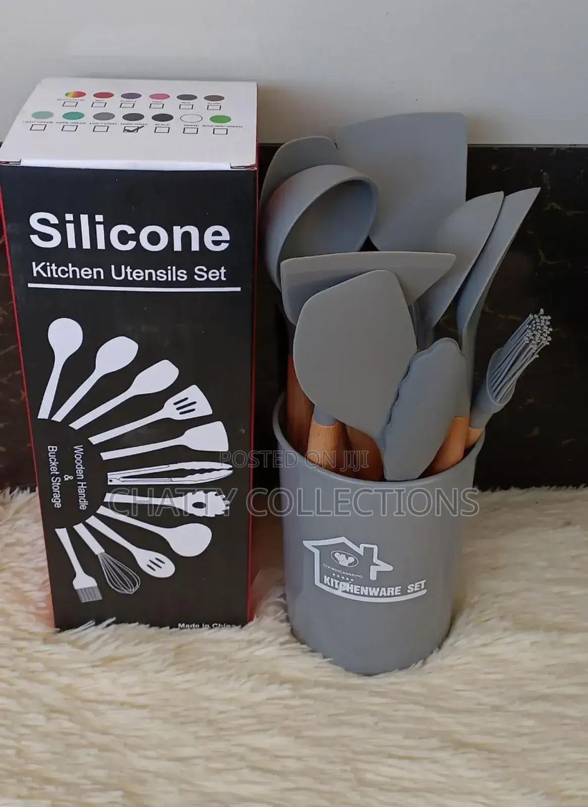Gray 12 Piece Silicone Spoons Set
