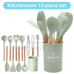 Mint Green 12 Piece Silicone Spoons And Knife Set