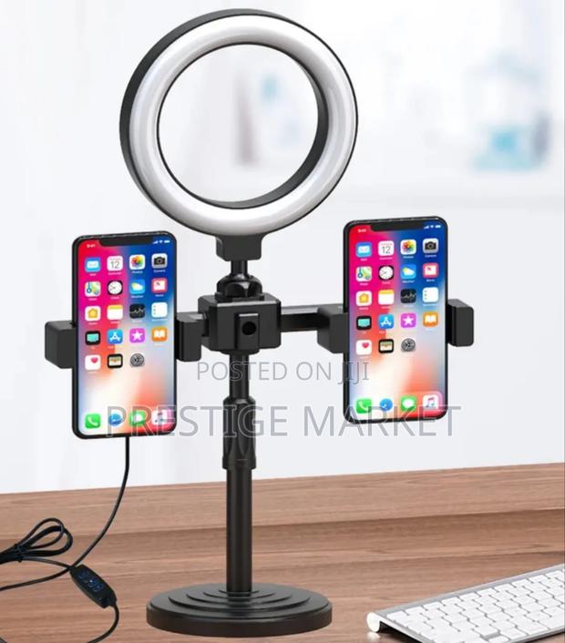 3 Coloured Tripod Stand Ring Light (Has a Remote and 2 Phone Holders) - main view