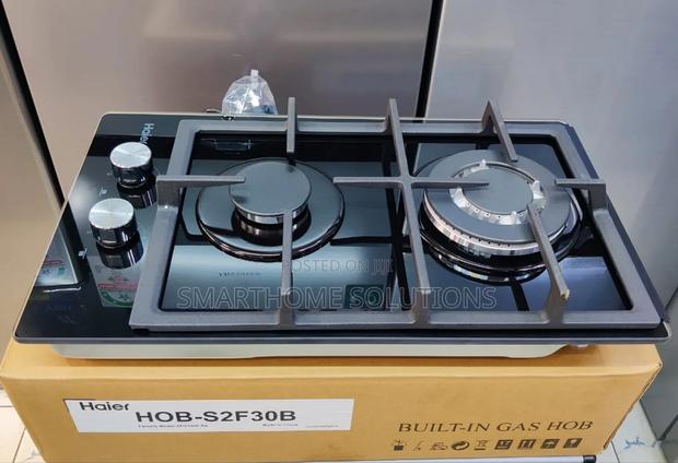 Haier 2 Burners With Wok Burner Built-in Cooker Black Glass,