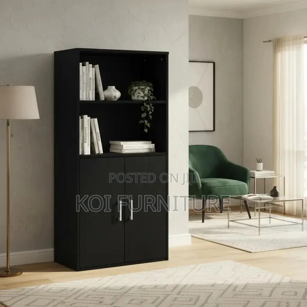 Office Cabinets; Wooden Storage Cabinet With Open and Lockable Shelves