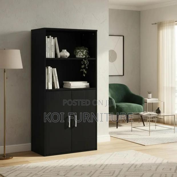 Office Cabinets; Wooden Storage Cabinet With Open and Lockable Shelves