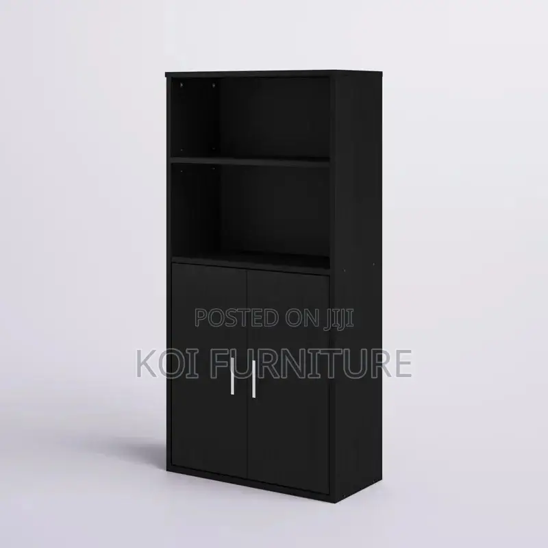 Office Cabinets; Wooden Storage Cabinet With Open and Lockable Shelves