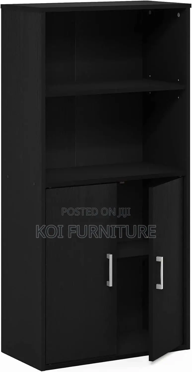 Office Cabinets; Wooden Storage Cabinet With Open and Lockable Shelves