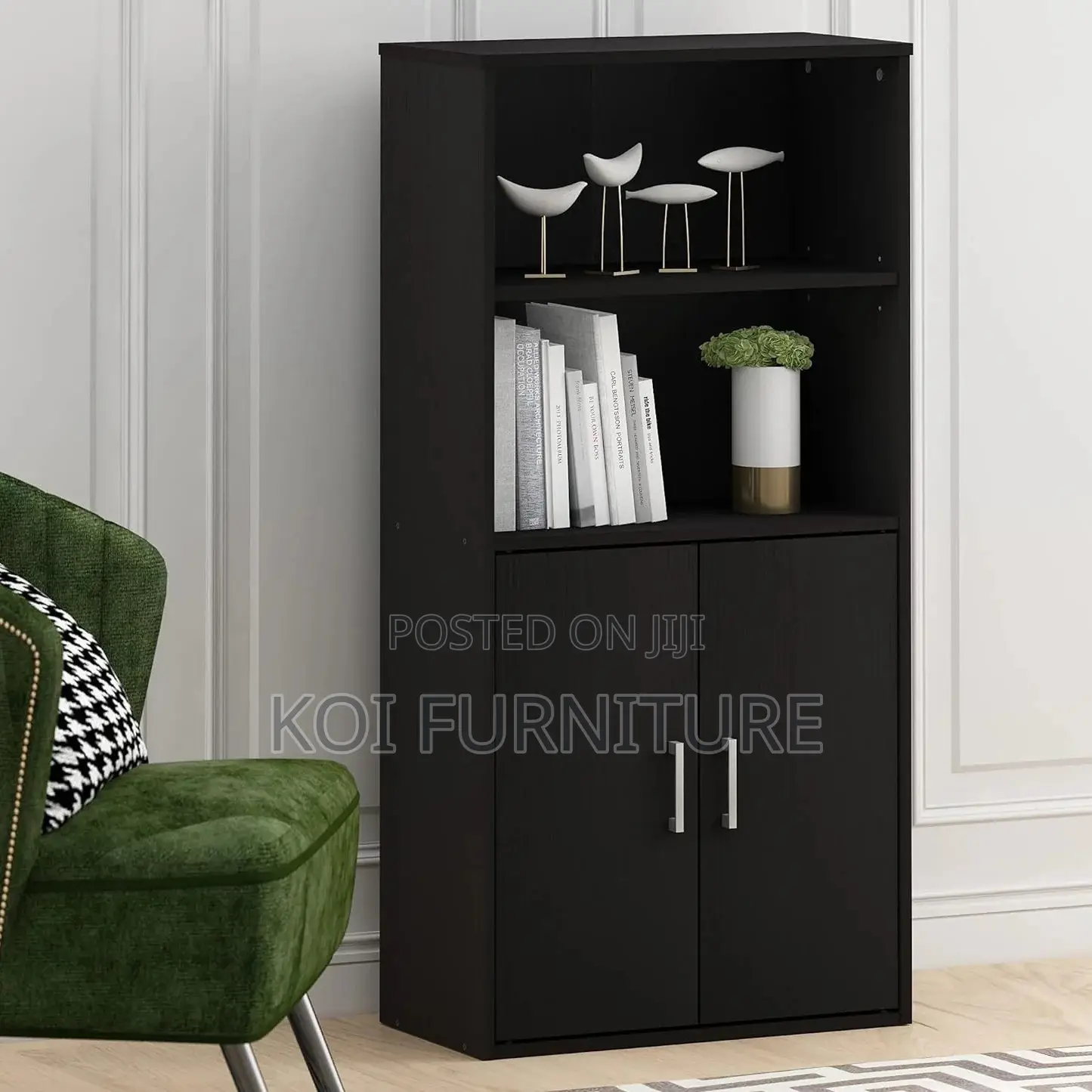 Office Cabinets; Wooden Storage Cabinet With Open and Lockable Shelves