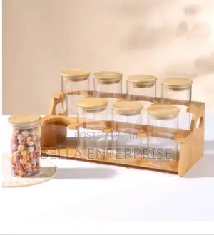 Available8pcs Classic Style Squared Borosilicate Glass Jar Set