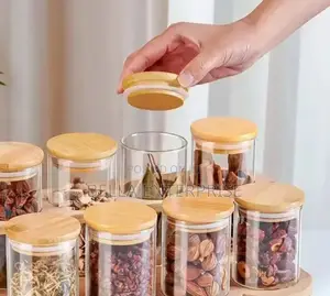 Available8pcs Classic Style Squared Borosilicate Glass Jar Set